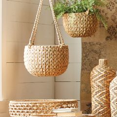 Water Hyacinth Woven Hanging Basket Set of 2