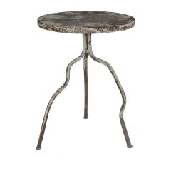 Weathered Antique White Metal Side Table