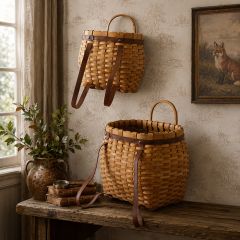 Weaved Chipwood Backpack Basket Set of 2