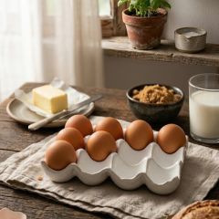 White Ceramic Egg Display Tray