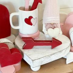 White Distressed Painted Wood Heart Riser
