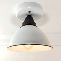 White Enamel Farmhouse Flush Mount Light