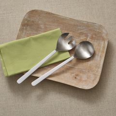 White Handled Farmhouse Serving Utensils Set of 2