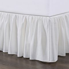 White Linen Ruffled Bed Skirt