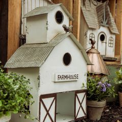 White Metal Barn Birdhouse