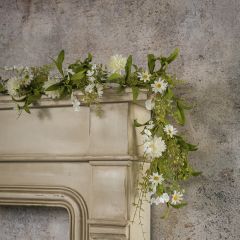 White Pom Pom Wildflower Decorative Garland