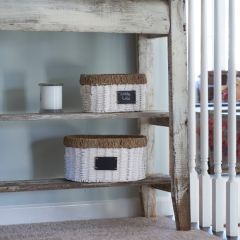 White Seagrass Basket With Chalkboard Set of 2