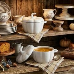 White Stoneware Pumpkin Baker With Handles