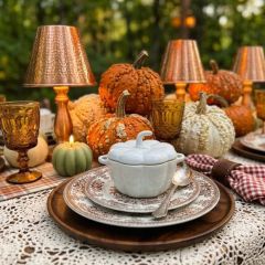 White Stoneware Pumpkin Baker With Handles