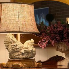 White Wash Rooster Table Lamp