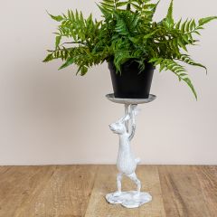 Whitewash Cast Iron Rabbit Candle Holder