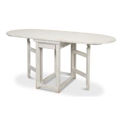 Whitewash Wood Drop Leaf Table