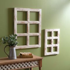 Whitewashed Farmhouse Window Panel Set of 2