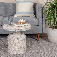 Whitewashed Hyacinth Round Side Table