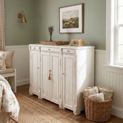Whitewashed Tall Sideboard