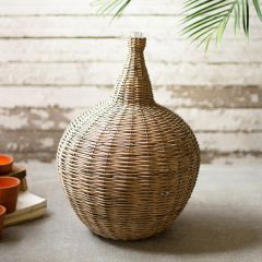Wicker Vessel Glass Neck Vase