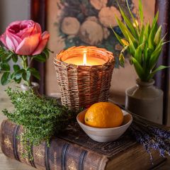 Willow Wrapped Glass Jar Candle Collection English Rose and Thyme