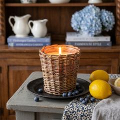 Willow Wrapped Glass Jar Candle Collection Lemon Blueberry Pound Cake
