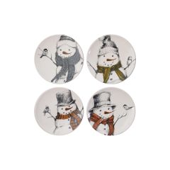 Winter Snowman Stoneware Plates Set of 4