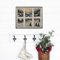 Winter Village In Window Pane Wall Art