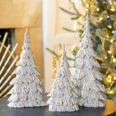 Winter Wonders Antiqued Snowy Pine Tree Figure