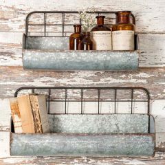 Wire Back Metal Wall Bin Set of 2