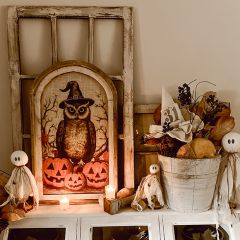 Witch Owl Framed Linen Fall Wall Art