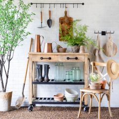 Wood and Metal Rolling Work Cart | SHIPS FREE