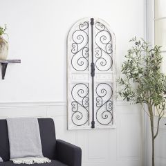 Wood and Metal Scroll Window Wall Panel