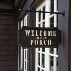 Wood and Metal Welcome To Our Porch Sign