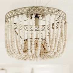 Wood Bead Accent Semi Flush Light