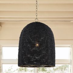 Wood Bead Dome Pendant Light