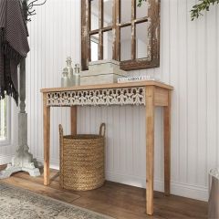 Wood Console Table with Scrollwork Detailing