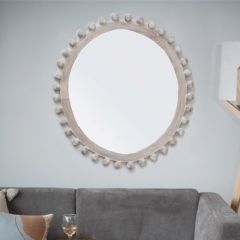 Wood Framed Mirror With Bead Trim