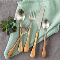 Wood Handled Everyday Flatware, Boxed Set of 5