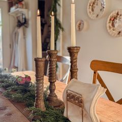 Wood Spindle Taper Candle Holder Set of 3