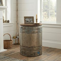 Wood Top Barrel Side Table