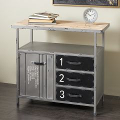 Wood Top Industrial Utility Cabinet
