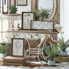Wood Top Scrolled Iron Console