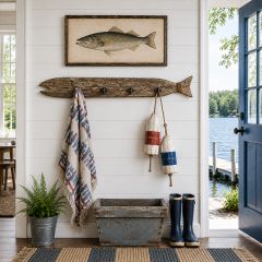 Wooden Fish Shaped Wall Hook Rack