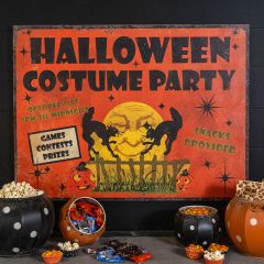 Wooden Halloween Costume Party Sign