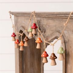 Wooden Multicolored Mushroom Garland