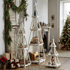 Wooden White Tiered Display Tree