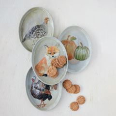Woodland and Harvest Stoneware Platter Set of 4