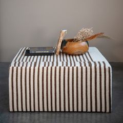Wool Kilim Stripe Upholstered Coffee Table Ottoman 36 Inch