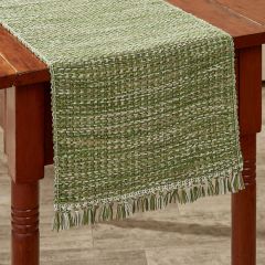 Woven Evergreen Table Runner With Fringe