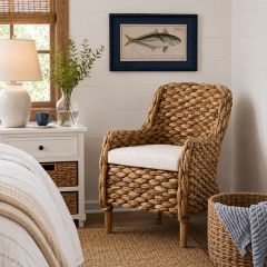 Woven Hyacinth Accent Chair with Cushion