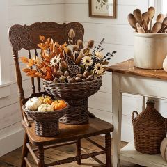 Woven Rattan Pedestal Bowl Set of 2