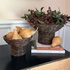 Woven Rattan Pedestal Bowl Set of 2