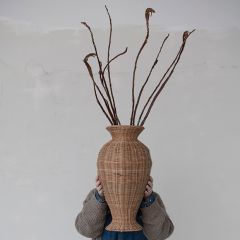 Woven Rattan Statement Vase